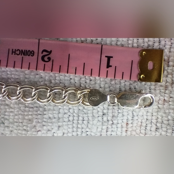 Vintage Sterling Silver 925 Large Double Link Charm Bracelet Size 7¼" Italy - Picture 2 of 5